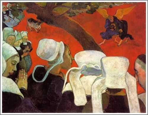 ゴーギャン【説教の後の幻影 ～ヤコブと天使の闘い～】 - 手描き 絵画