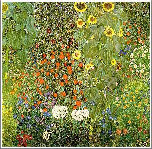 クリムト【ひまわりの咲く農家の庭】 - 手描き 絵画（油絵複製画）販売