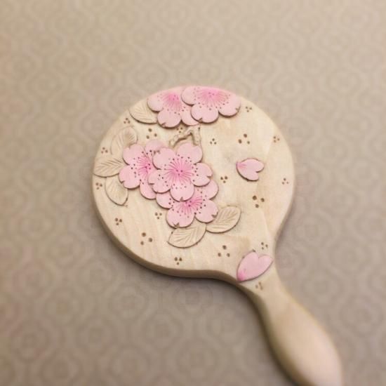 ハンドミラー（S・彩色）|手鏡・小 - SHIBAZAKI（軽井沢彫シバザキ