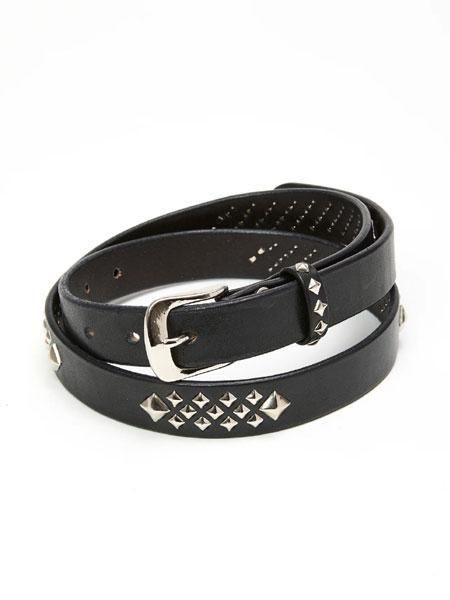 CALEE 】 STUDS LEATHER NARROW LONG BELT ( スタッズ レザー ナロー