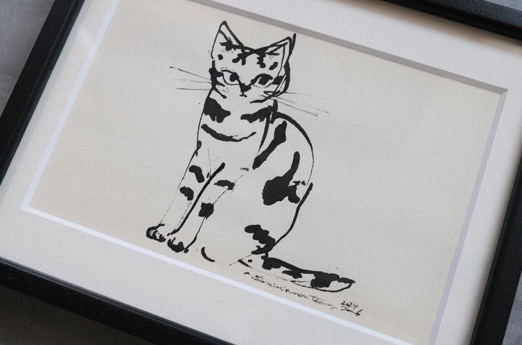 保護猫ドローイング作品「Cat drawing 2024.Jan.6(子猫 全身