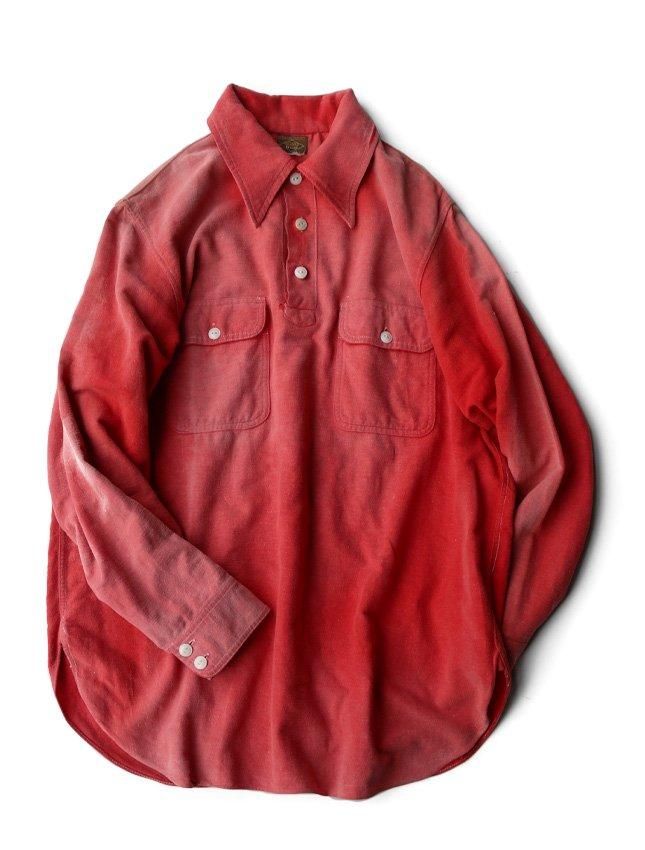 40s BIG YANK DELUXE PULL OVER RED FADE FLANNEL SHIRT | SIZE ML