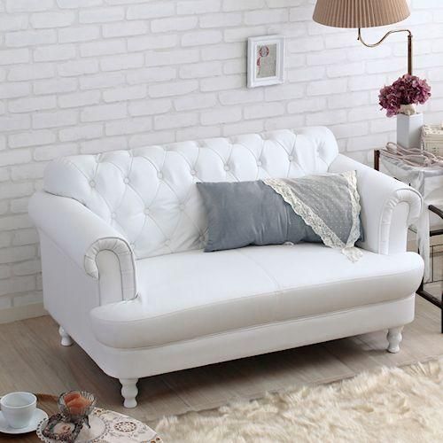 チェスターフィールドタイプクラシカル2PソファNo.067【PVCホワイト