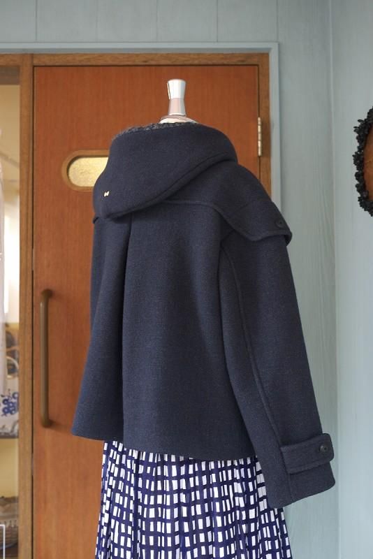 ミナペルホネン nordic moss ダッフルコート ショート丈 (ネイビー/38