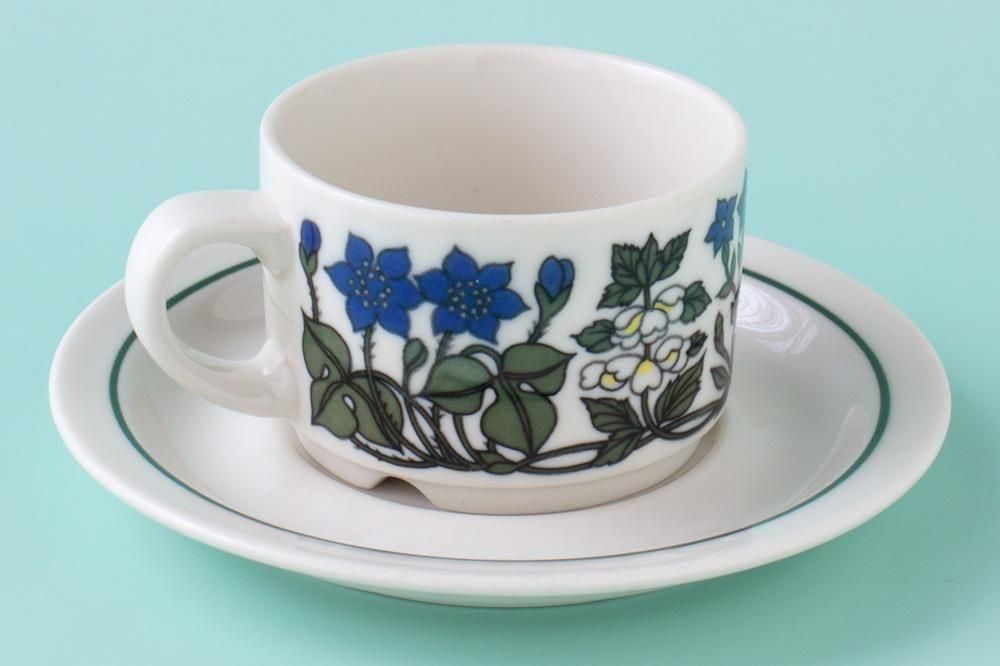 ARABIA Flora アラビア フローラ コーヒーカップ＆ソーサー 緑ライン