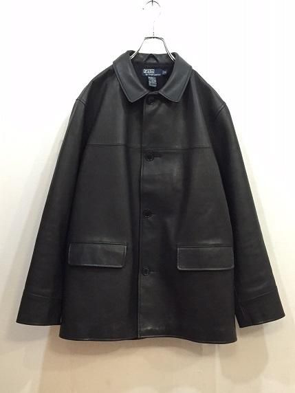 ラルフローレン レザーカーコート シングルブレスト 極上