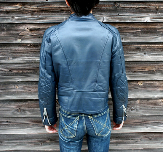 ウルフレザー ライダース ロンジャン ブルー 淡い 青 スモール サイズ