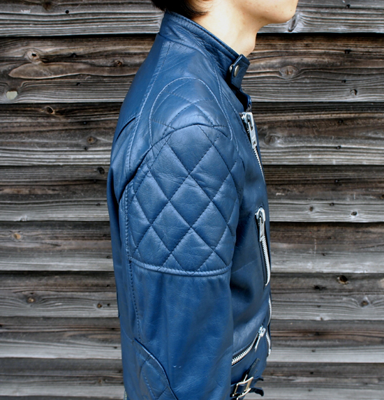 ウルフレザー ライダース ロンジャン ブルー 淡い 青 スモール サイズ