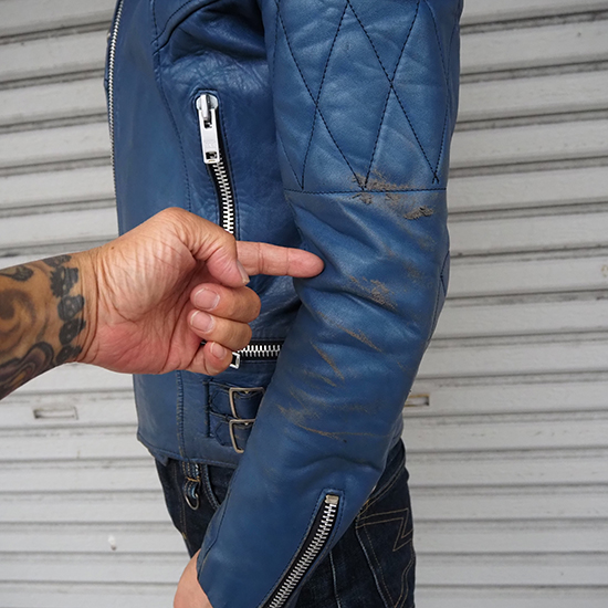 ロンジャン ブルー 英国製 ヴィンテージ リアルレザー イギリス