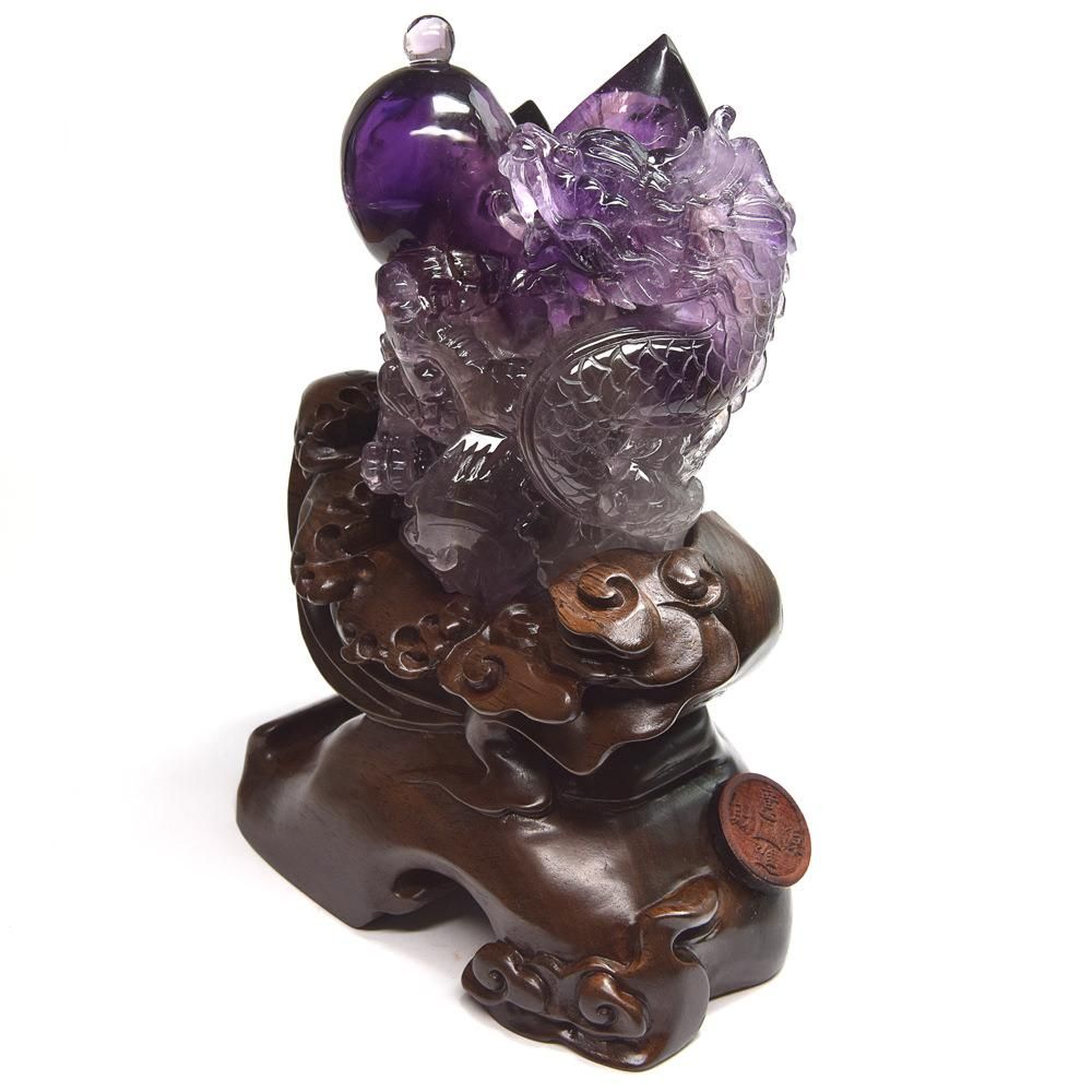 アメジスト「龍」 彫刻 約230x170x120mm #NE551 - プレミアム天然石