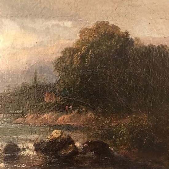 レンタル品】英国アンティーク油絵 (風景画） C.J.Parry c1880 - 鎌倉