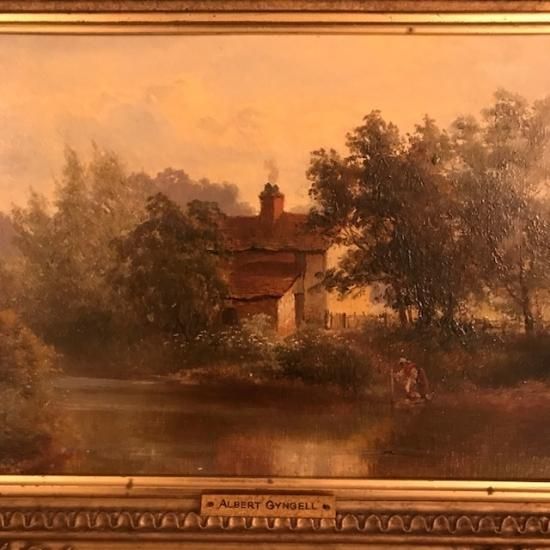 KAG0987-19：英国アンティーク油絵 (風景画、レイトビクトリアン