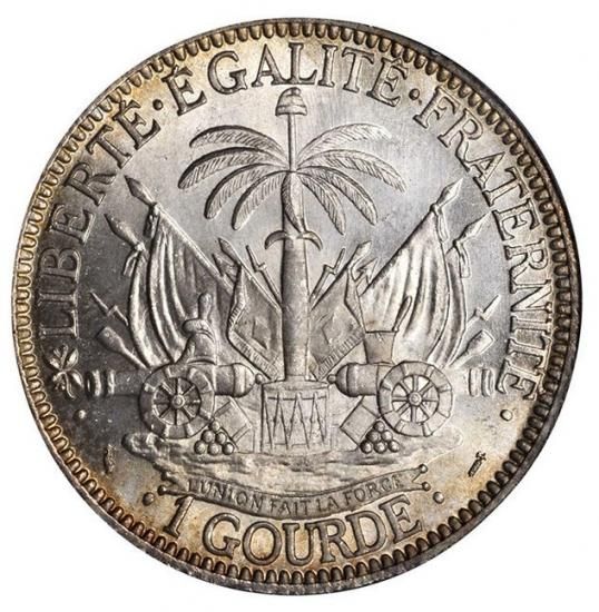 ハイチ 1882 1グールド銀貨 NGC MS65! 銘品銀貨! - 【鑑定済