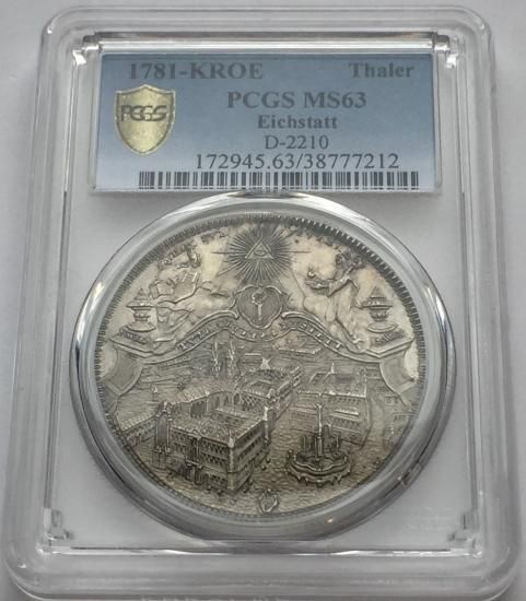 ドイツ アイヒシュタット 1781年 ターラー銀貨 セデ・ヴァカンテ