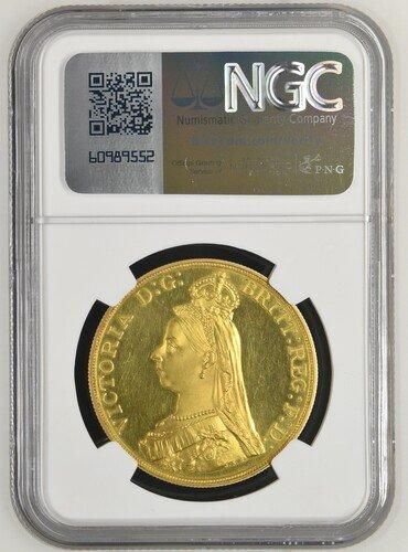 イギリス 1887 ビクトリア ジュビリーヘッド 5ポンド金貨 NGC PF62