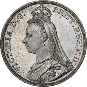 イギリス 1887 ビクトリア ジュビリーヘッド クラウン 銀貨 PF64CAMEO
