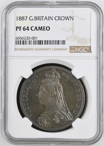 イギリス 1887 ビクトリア ジュビリーヘッド クラウン 銀貨 PF64CAMEO
