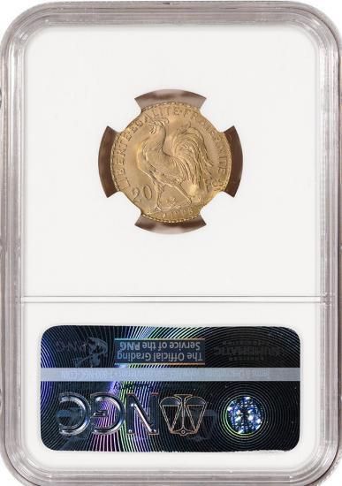 フランス 1908 20フラン マリアンヌ 女神 ルースター 干支 酉年 金貨