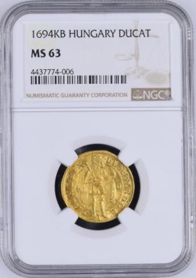 神聖ローマ帝国 ハンガリー 1694年 ダカット金貨 レオポルト1世 聖母