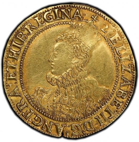 イギリス イングランド 1602 エリザベス1世 1ポンド金貨 PCGS AU50