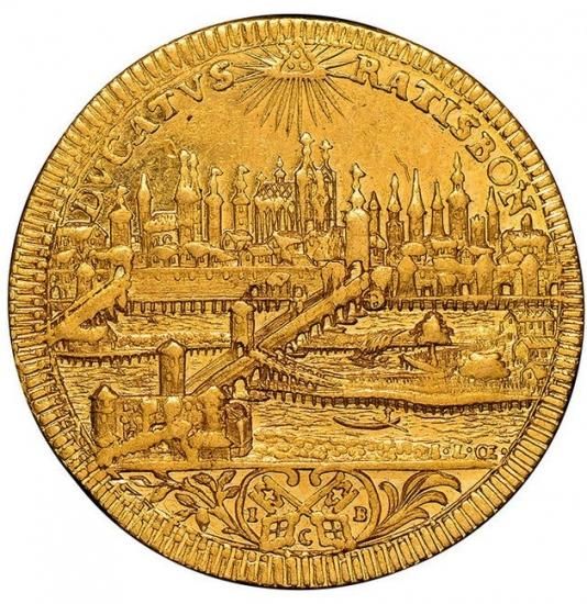 ドイツ レーゲンスブルク 1745-65 フランツ1世 ダカット 金貨 NGC AU55