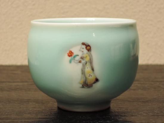 三浦小平二／青磁豆彩インド文ぐい呑 MIURA Koheiji - ギャラリー海野