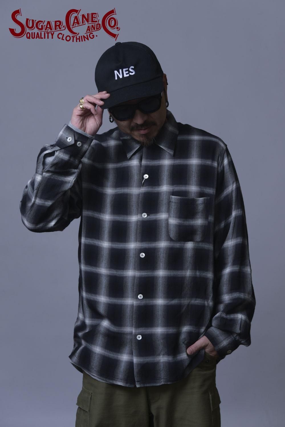 SUGAR CANE(シュガーケーン) オンブレレーヨンチェックシャツ RAYON