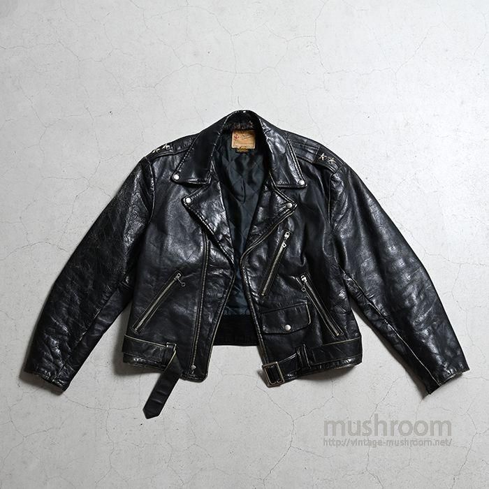 5 STAR ”Admiral Sportswear” BLACK M/C LEATHER JACKET（44） - 古着