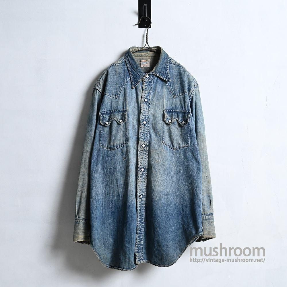LEVI'S SHORT HORN DENIM WESTERN SHIRT（1950'S/BIG SIZE） - 古着屋