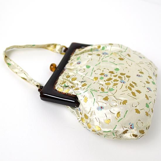 B1056 1930年代フランス製シルクファブリックルーサイトハンドバッグ