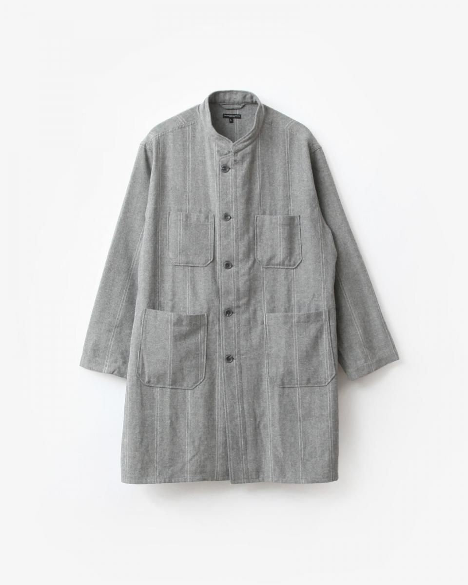 Engineered Garments Dayton Long Shirt - Wool Striped HB #Lt.Grey