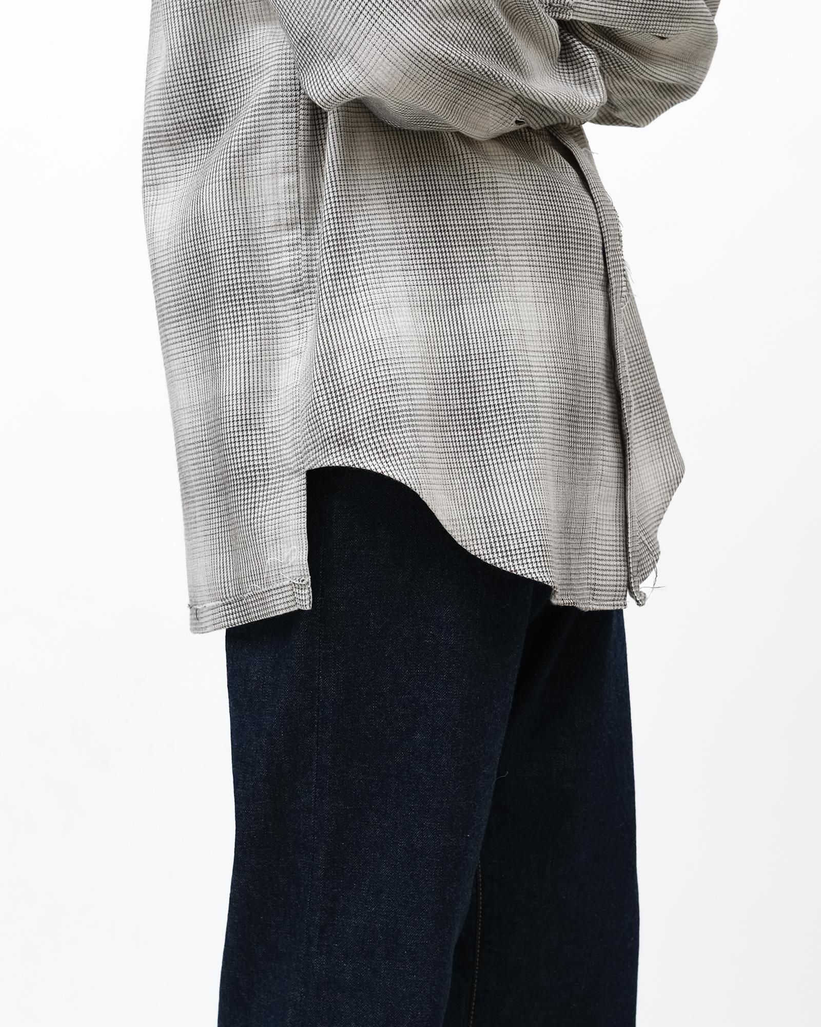 ensou. Rough Cut Shirt #Smoke Check [E13S007] ｜Silver and Gold