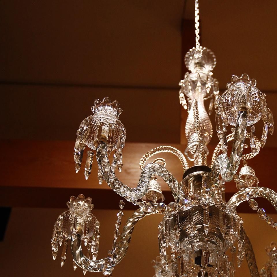 バカラ クリスタルガラス 6灯シャンデリア 蝋燭 アンティーク