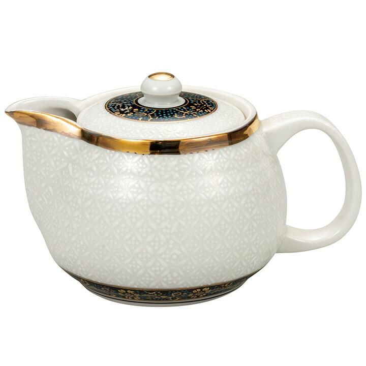 ポット急須 白七宝（網付）