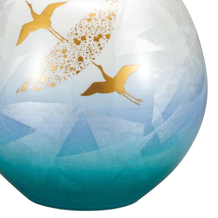 10号花瓶 銀彩金鶴
