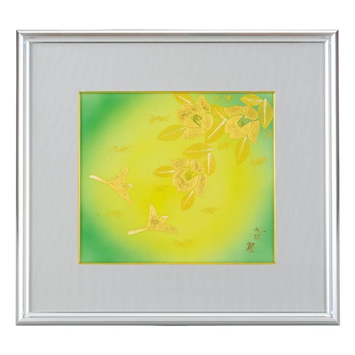 陶額 金箔花鳥 / 山田登陽志