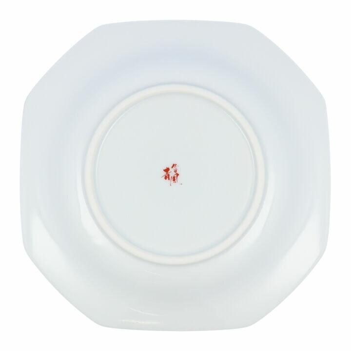 5号皿揃 染付宝紋花鳥/青郊窯