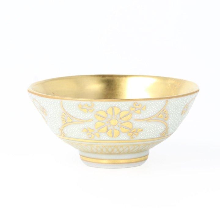 酒盃 盛金鉄線唐草文 白粒 / 仲田錦玉 | 九谷焼専門店 陶らいふ