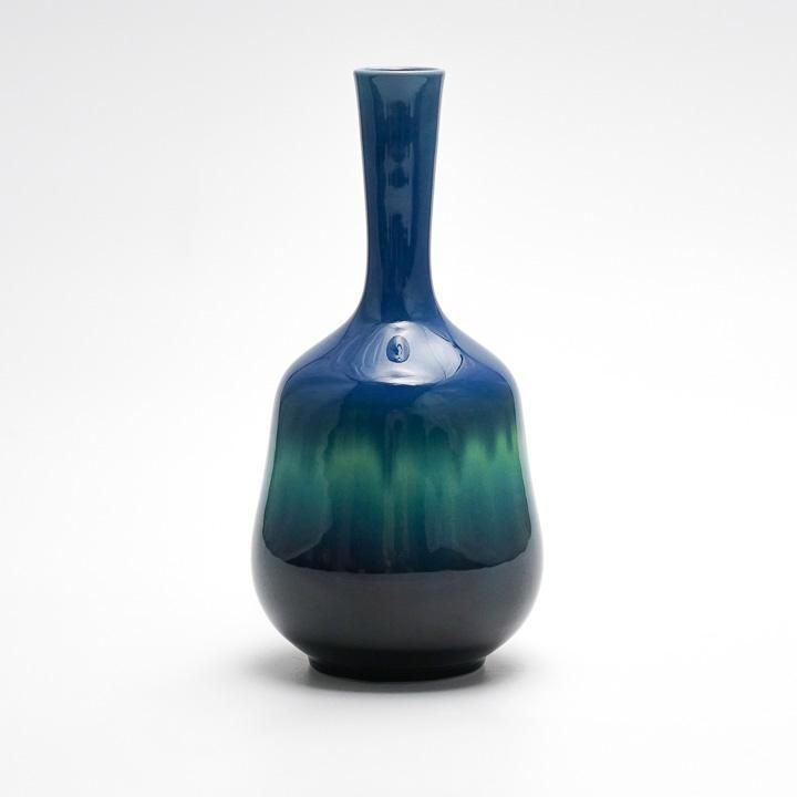 5号花瓶 碧明釉 | 三代徳田八十吉 - 九谷焼専門店の陶らいふ