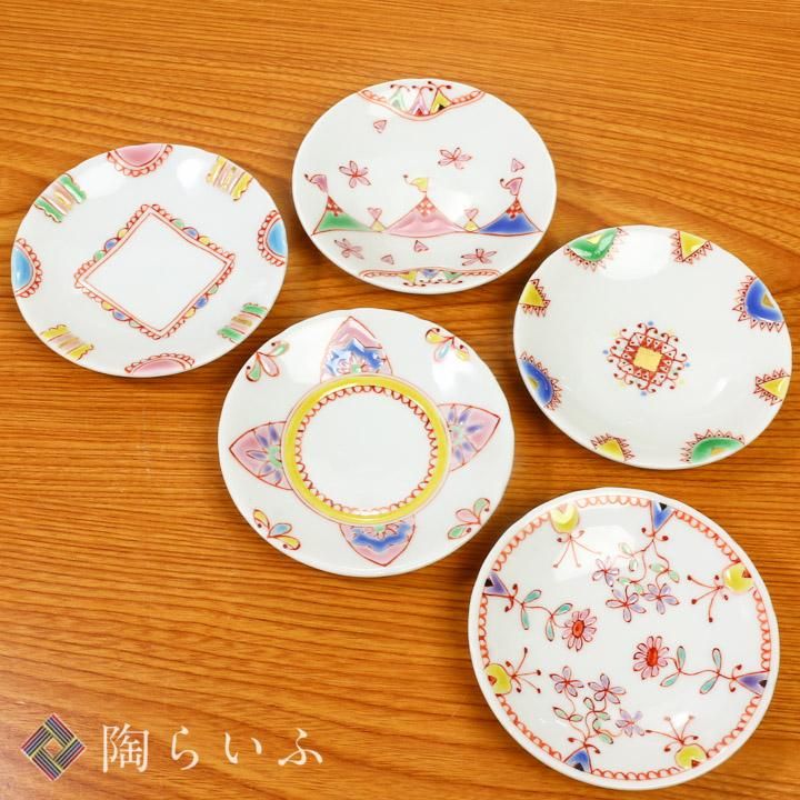 丸皿揃 色絵絵変り/銀舟窯