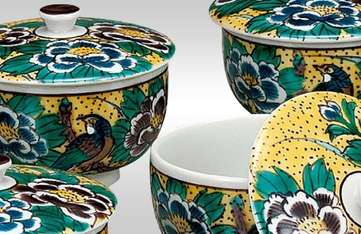 蓋付茶器 吉田屋花鳥
