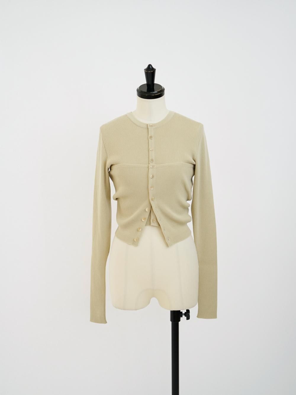 AURALEE SUPER FINE WOOL HIGH GAUGE RIB KNIT BANDEAU / LT.BEIGE - n e p