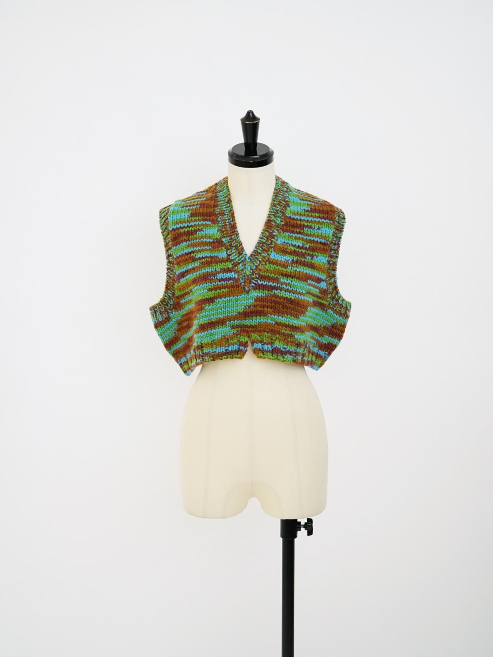 JUNMIKAMI 段染めハンドニットベスト / BLUE - n e p