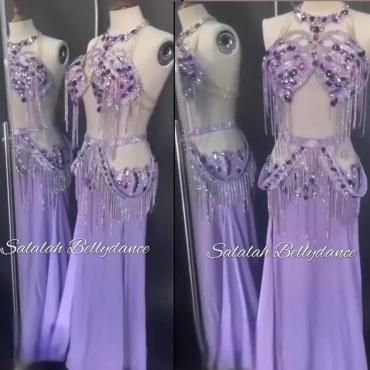 オリエンタル衣装 サーモンピンク＆シルバー yw2516 - ベリーダンス