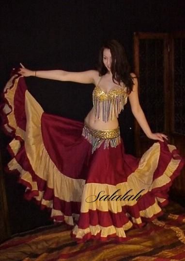 25ヤードサテンジプシースカート ワインレッド＆ゴールド gs0049