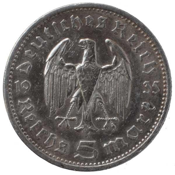 5ライヒスマルク銀貨|ドイツ第三帝国|コレクターズショップトモリンズ24