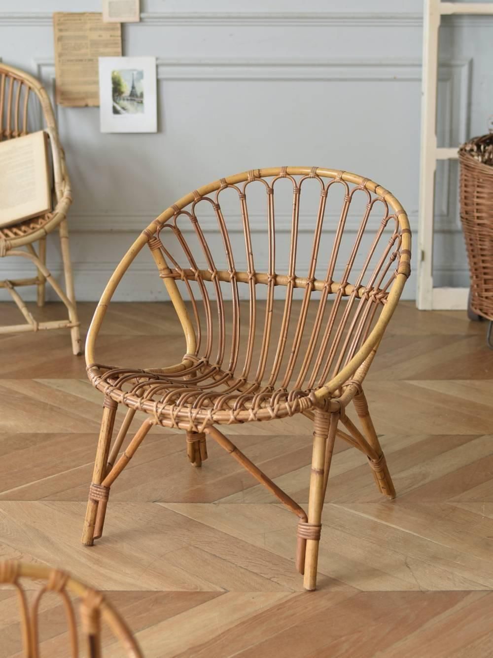 バンブーチェア フランス ヴィンテージ ラタンチェア