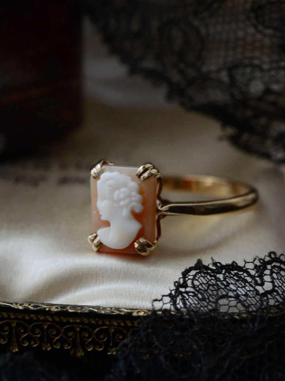 9K カメオリング.5 イギリスヴィンテージジュエリー 指輪 装飾品