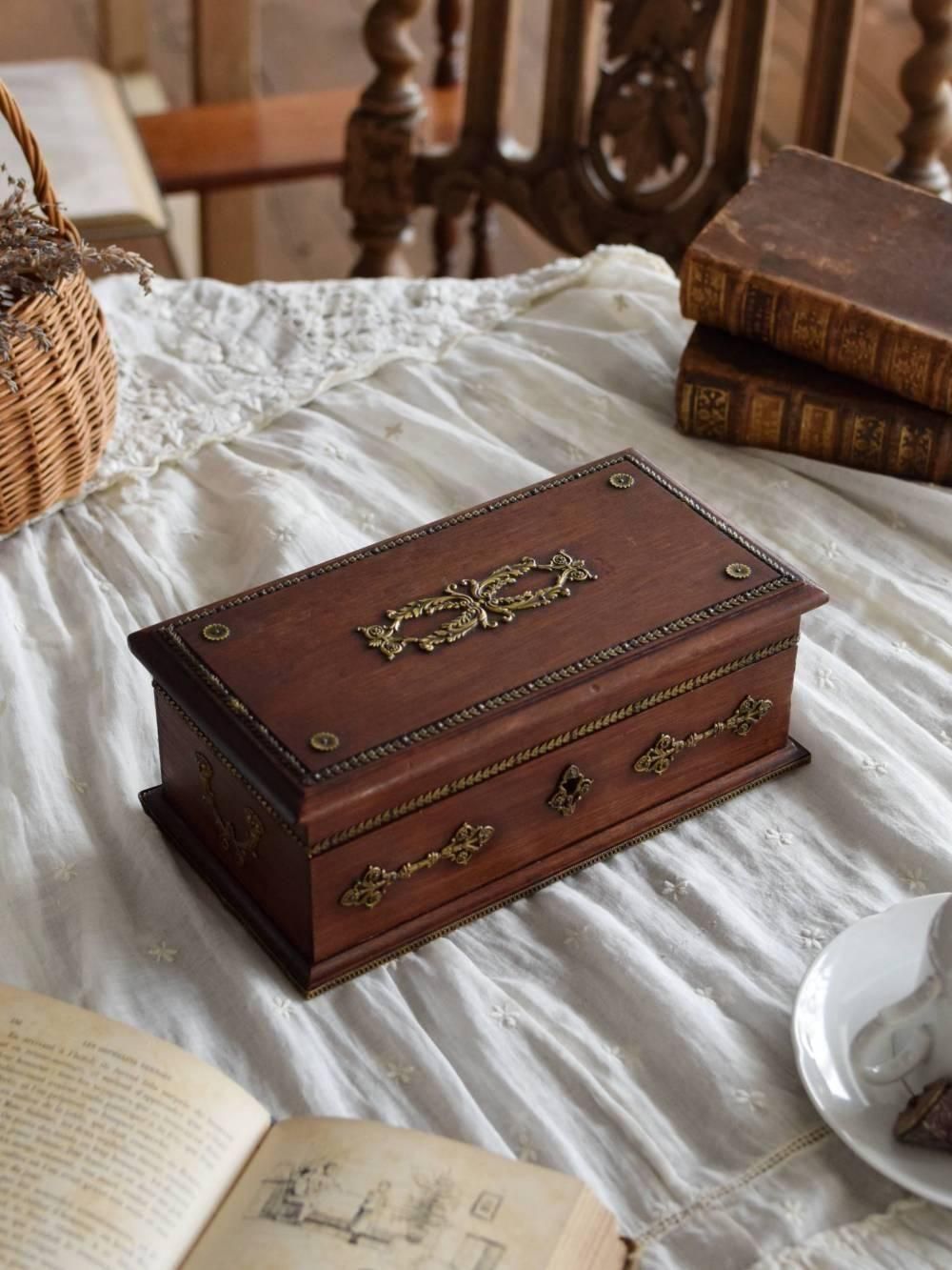 木製ジュエリーボックス.5 真鍮 フランスアンティーク雑貨 ディスプレイ