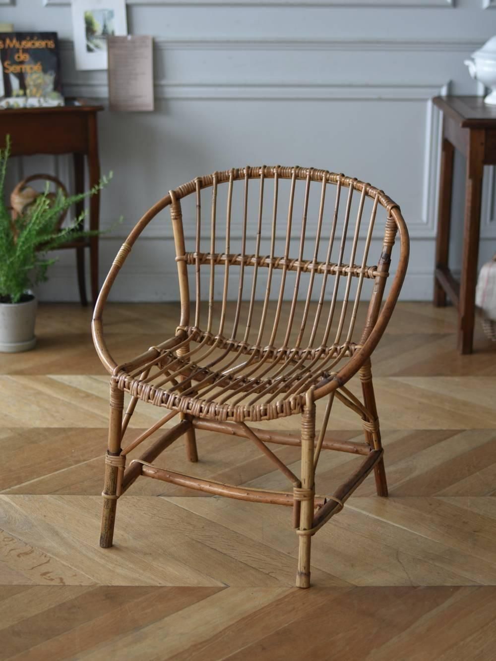 バンブーチェア.2 フランスヴィンテージ家具 ラタンチェア